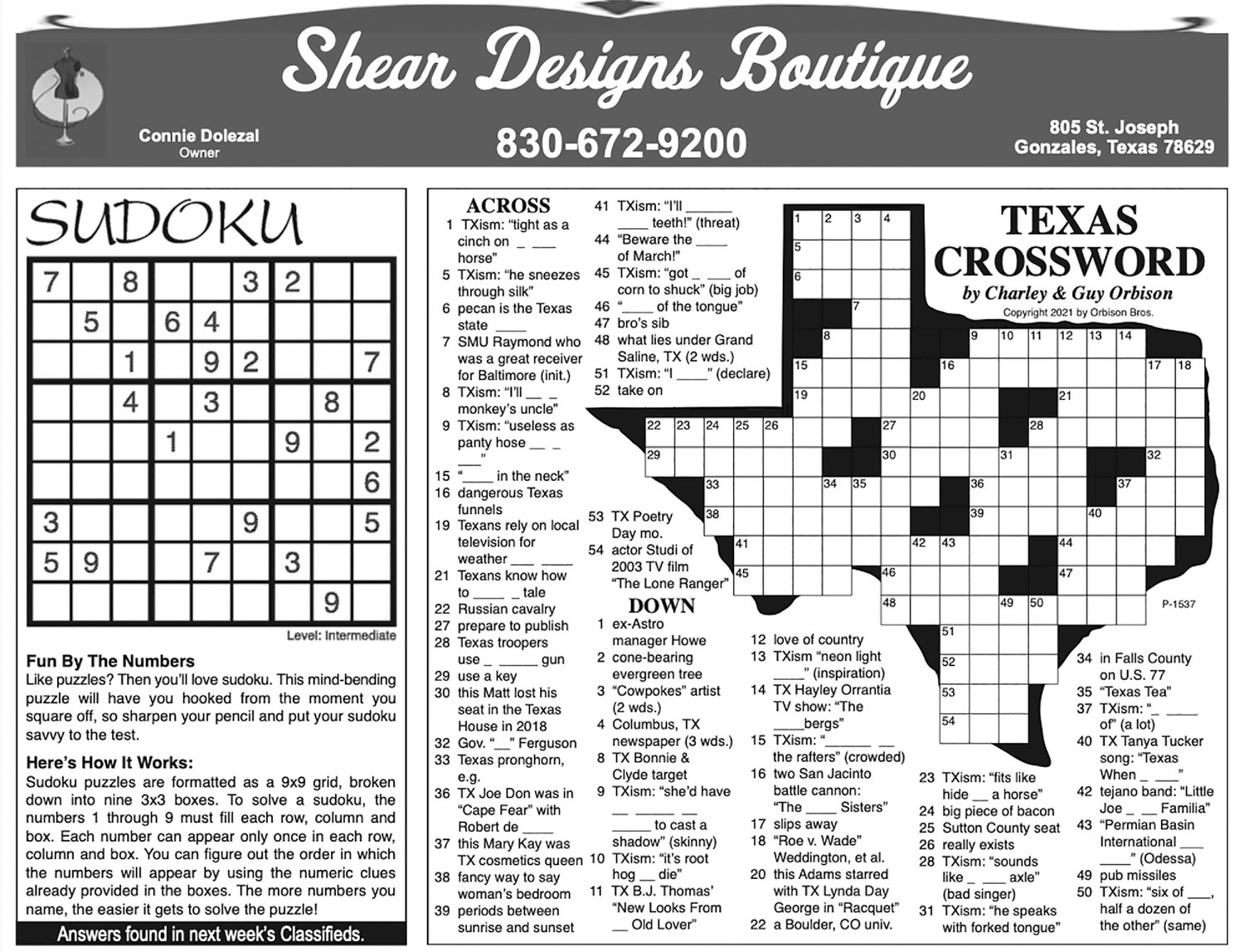 Use your mind Here s this week s Crossword and Sudoku puzzles from The